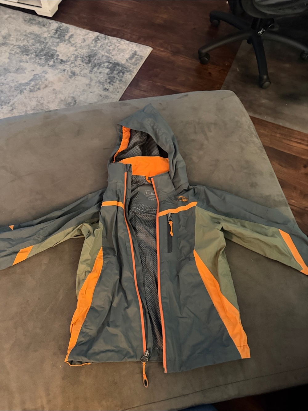 Kids Olive Green & Orange Hooded Raincoat